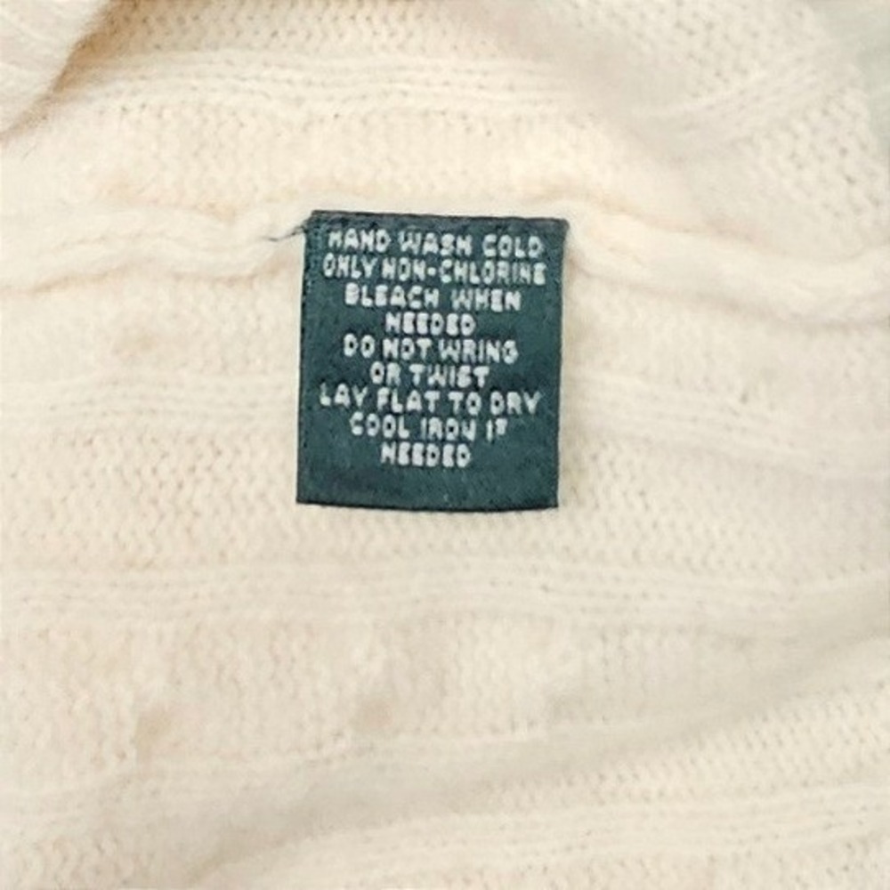 Vtg 90s Ralph Lauren Wool Angora Cable Knit Sweater P/P Petite XS FLAW - Picture 6 of 10